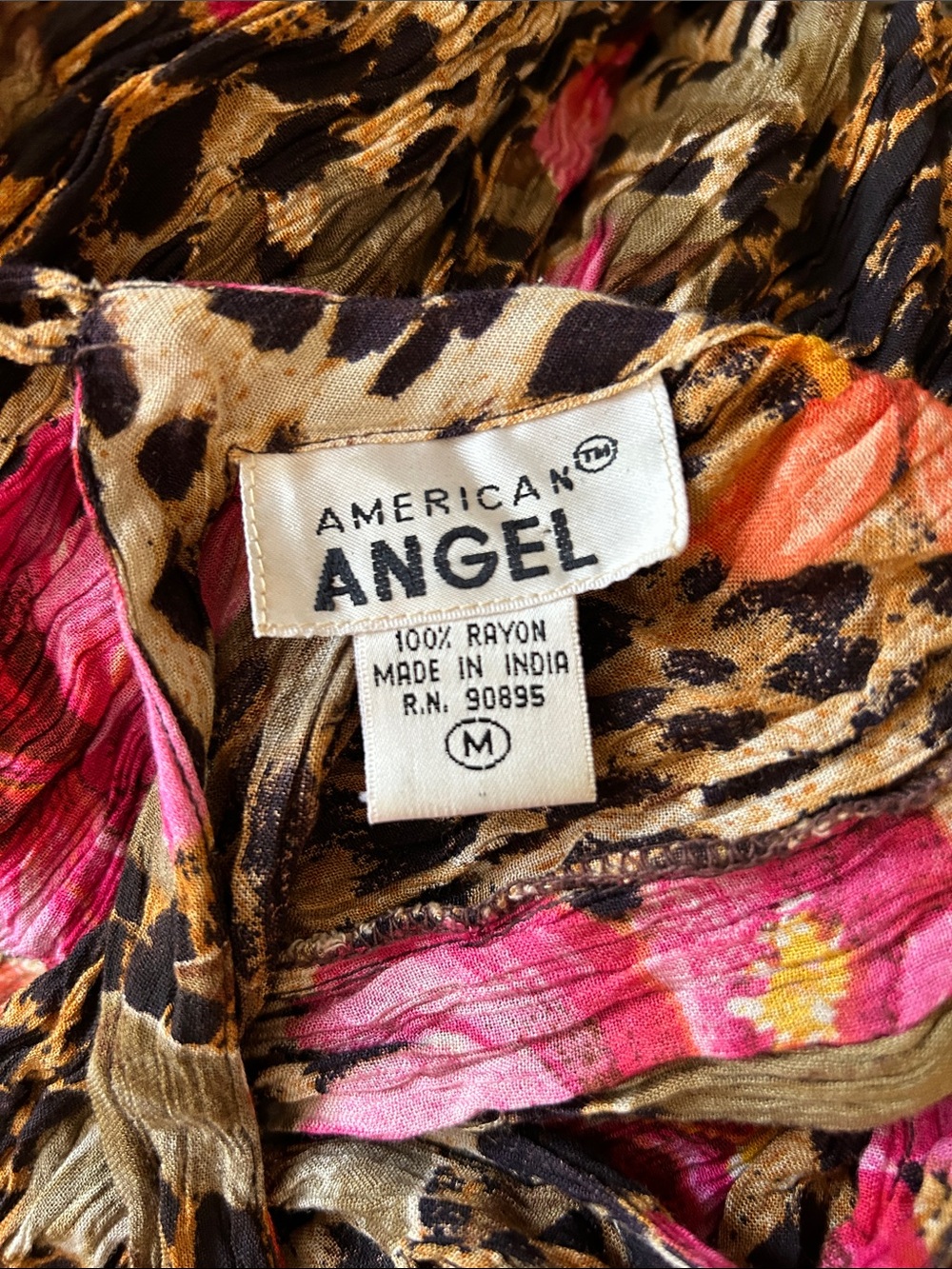 American Angel Vintage Floral and Cheetah Print Crinkle Dress size M - Picture 11 of 11